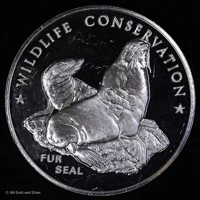 1972 .925 Silver Franklin Mint Medal | Wildlife Conservation - Fur Seal • $29.95