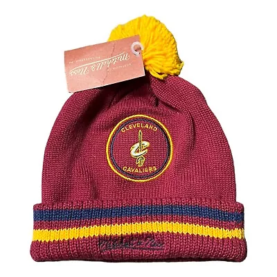 Cleveland Cavaliers NBA Mitchell And Ness Embroidered Big Man Pom Knit Beanie • $12.99