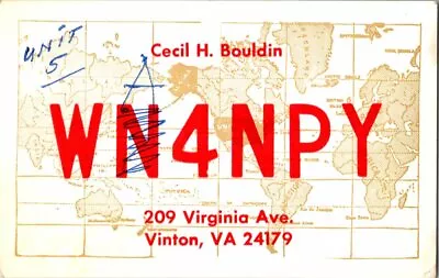 QSL Radio Card From Vinton VA Virginia WA4NPY • $2.99