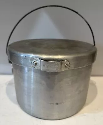 Coal Miners Lunch Bucket W Lid & Handle Aluminum 9” Round 7” Tall 14 Piece Set • $50.60