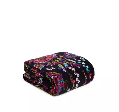 Vera Bradley Fleece Soft Throw Blanket Midnight Wildflowers - NWT  80x50 • $29.99