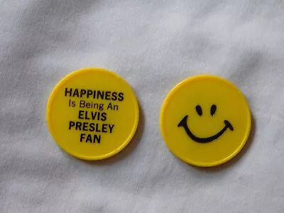 Happiness Is Being An Elvis Presley  Fan Yellow Plastic Coin • $2