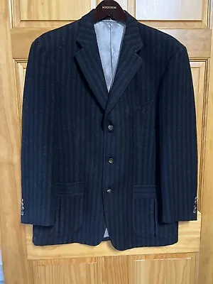 42R IBIZA Sport Coat Men's Dark Gray Striped Blazer 2 Button Wool Jacket • $49.99