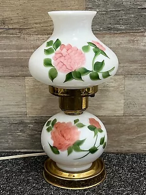Hurricane Parlor Lamp 12  3-Way Hand Painted Roses Gone With The Wind - Vintage! • $49.99