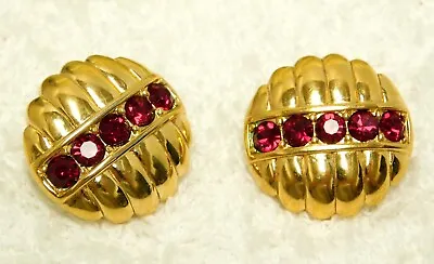 Vintage S. A. L. Swarovski Red Crystal Gold Tone Earrings • $24.99