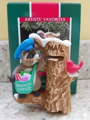 Hallmark 1989 Mail Call Raccoon Mailman Christmas Ornament • $8.99