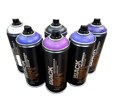 Montana BLACK 400ml Shades Of Purple W/ White & Black Set Of 6 Spray Paints • $52