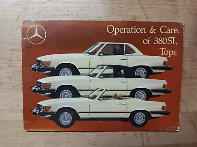 Mercedes 380 SL Owners Manual Top Supplement Operation Care Sl Tops W107 380sl • $50