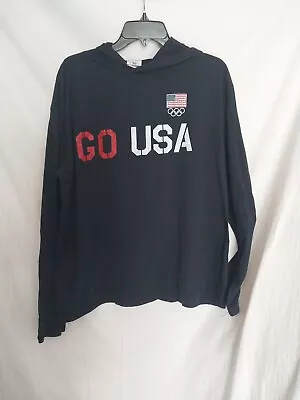 US Olympic Committee Go USA Blue Long Sleeve Hoodie Tshirt 3XL • $10.16