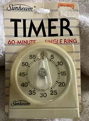 Vintage Sunbeam Kitchen Timer 60 Min USA Made White NEW • $12.99