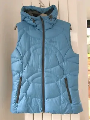 MACPAC Womens Blue Hooded Gilet Puffer Body Warmer Jacket Duck Down Size 12 • £18.99