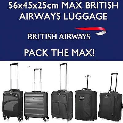 BRITISH AIRWAYS 56x45x25 MAX LARGE CABIN HAND CARRY LUGGAGE SUITCASE TRAVEL BAGS • £21.99