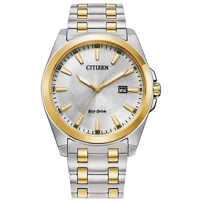 Citizen Eco-Drive Men's Peyten Calendar Silver Gold Watch 41MM BM7534-59A • $135.99