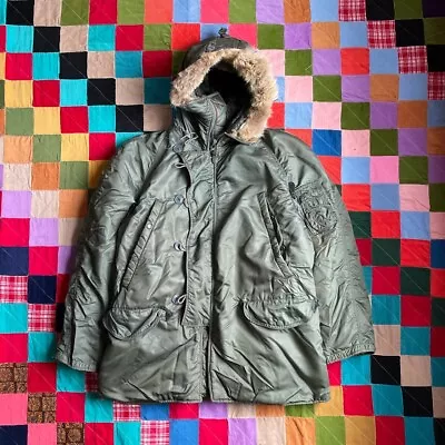 Vintage Military Type N-3B Flying Parka Jacket Medium Green Vietnam Era 1969 • $140