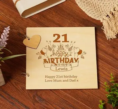 Personalised Wooden 21st Birthday Scrapbook Guest Book Or Photo Album LWOD-96 • £16.99