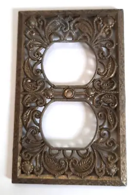 EDMAR Outlet Cover Vintage Brass Ornate Detail Leaves Flowers METAL Cover    #xw • $14.50