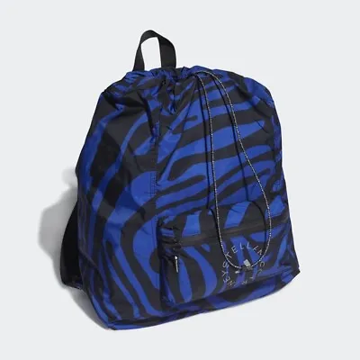 Adidas By Stella McCartney Blue Black & Silver Gym Sack Bag Backpack NWT • $79