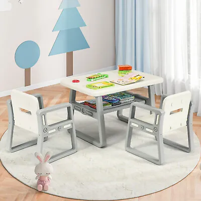 Children Table And 2 Chairs Set Toddlers Learning Activity Play Desk W/Storage • £69.95