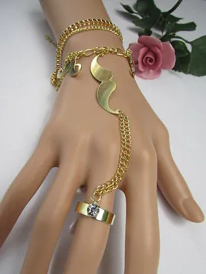 Women Bracelet Slave Fashion Jewelry Gold Metal Hand Chain Ring Charms Mustache • $9.99