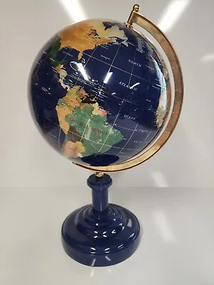 22  Lapis World Globe With Semiprecious Stones And 18k Gold Longitude/Lattitude • $229.99