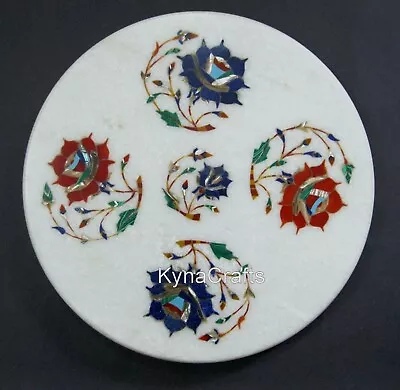 10 Inches White Marble Tortilla Maker Floral Pattern Inlay Work Handmade Platter • $135