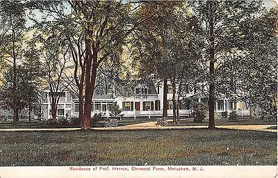 C.1910 Prof. Herron Home Elmwood Farm Metuchen NJ Post Card • $9