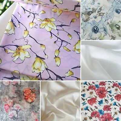 £1.02 • Buy Silky Satin Dress Craft Fabric Plain Flowers Luxury Wedding Material 150cm Wide