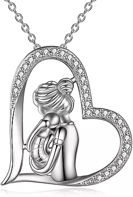 Mother Gifts Sterling Silver Mom Necklace Heart Pendant Necklaces Mothers Day Gi • $84.56