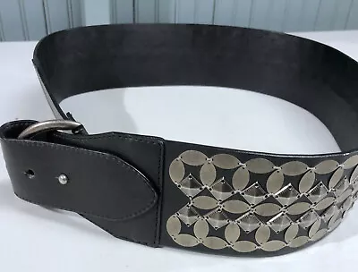 Coldwater Creek Black Wide Mirrored Large Fashion Belt • $17.95