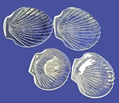 Clam Scallop Shell Shaped Clear Frosted Glass Plates (2 Small & 2 Large) • $25