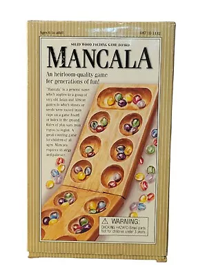 Mancala Solid Wood Folding Game Board 48 Gemstones Complete But No Instructions • $16.95