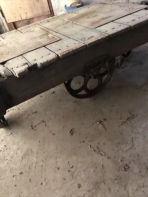 Vintage Industrial Wooden Heavy Duty Lineberry Style Factory Cart • $375