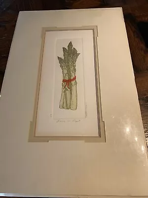 Artist MARTHA HINSON Artist Proof Color Engraving PRINT “Asparagas” Cooking Chef • $34.99