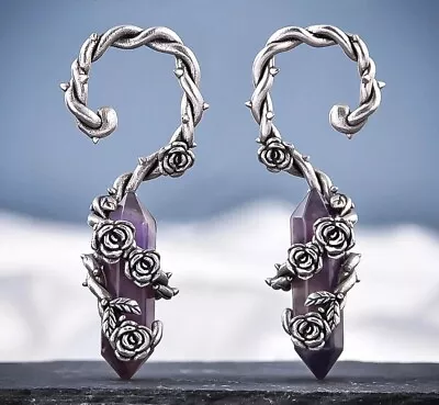 Pair Flower Vine Ear Hangers Ear Weights Ear Gauges Ear Tunnels Body Jewelry • $28