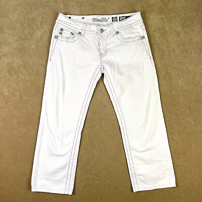 Miss Me Jeans Womens 29x23 White Denim Capri Angel Wing Flap Pockets Low Rise • $22.95