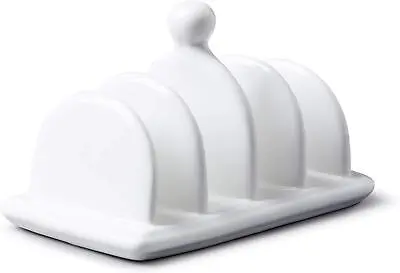 £14.95 • Buy Porcelain 4 Slice Toast Rack, Traditional Design With Carry Handle, White