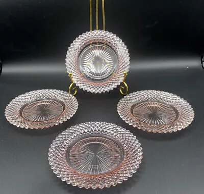 Vtg Set Of 4 Miss America Pink Depression Glass 5 1/2  Saucer Plates By Hocking • $15