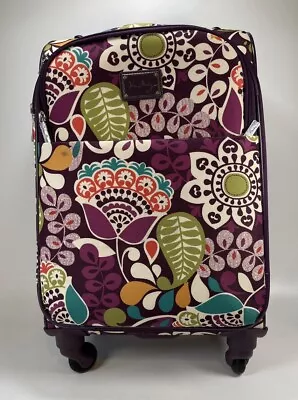 Vera Bradley Retired PLUM CRAZY 22  SPINNER ROLLING LUGGAGE Travel Suitcase EUC • $99