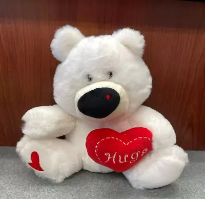 Valentine's Day White Bear Holding Heart 9  Stuffed Plush Hugs Love Vday Kiss • $8.99