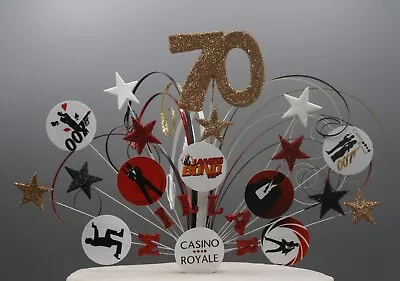 Glittered Stars Cake Topper Decoration Spray James Bond 30th 40th 50th 60th 004 • £14.99