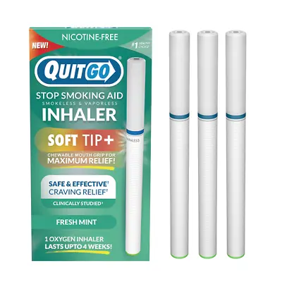 QuitGo Quit Smoking Inhaler Soft-Tip Smokeless Vapor-Less Nicotine-Free Mint • $55.49