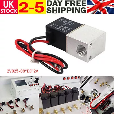 2 Way 1/4  12V 24V DC Electric Solenoid Valve Air Gas Water Fuel Normally Closed • £10.98