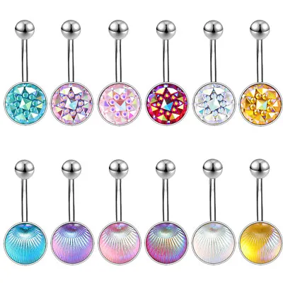 1/6Pcs Stainless Steel Belly Button Rings Curved Navel Piercing Barbell Jewelry • $8.89