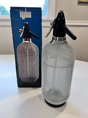 Vintage Syphon Soda Seltzer Bottle - Czech Kovocas Merkuria Glass Metal Mesh • $49.99