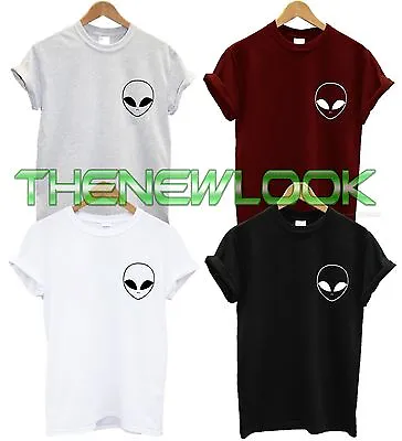 Alien T Shirt Pocket Logo Ufo Hipster Hate Swag Blogger Tumblr Fashion Face • £6.99