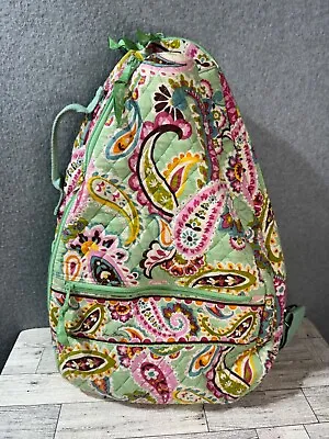 Vera Bradley Tennis Racket Bag Green Crossbody Full Zip Side Handle Quilted • $20.50