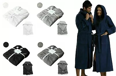 100% Egyptian Cotton 600 Gsm Soft Towel Hooded Bath Robe Dressing Gown Men Women • £8.99