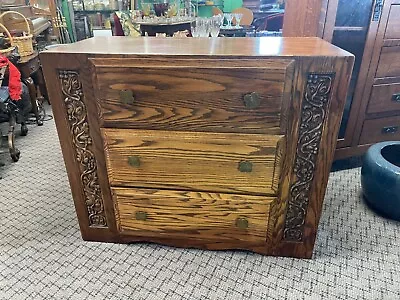 Drop Front Desk Bookcase 1930's Carved Details • $650