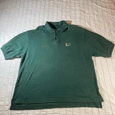 Nike Dri-Fit Miami Hurricanes Golf Polo Shirt Green Orange Size XXL • $20