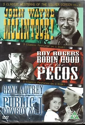 McLINTOCK / ROBIN HOOD OF THE PECOS / PUBLIC COWBOY NO.1 - 3 Films - DVD *NEW* • £3.49